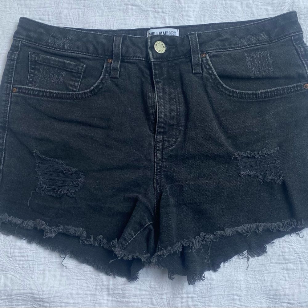 William Rast Jeans Black denim Ripped embellished Shorts Women's size 29